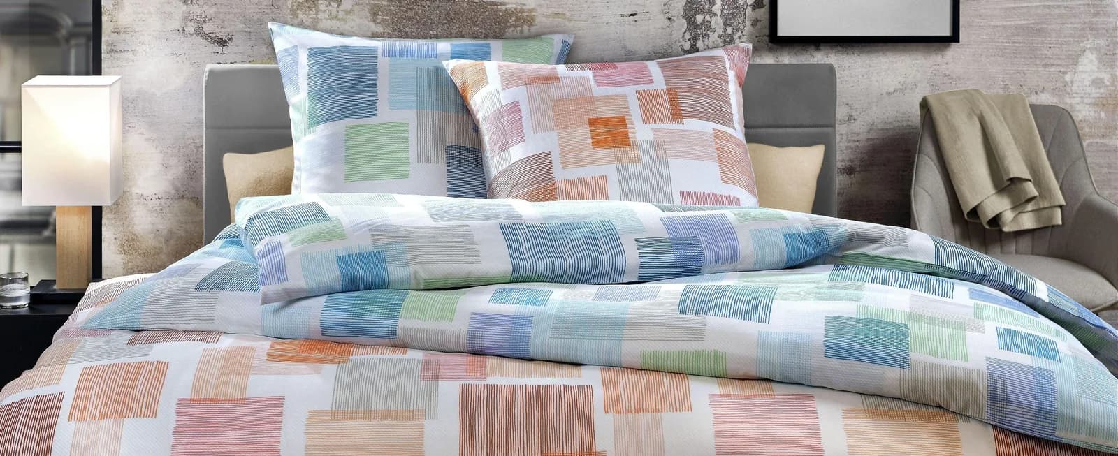 Casa Nova Bettwäsche NOA Polycotton Blau/Türkis/Grün Modern
