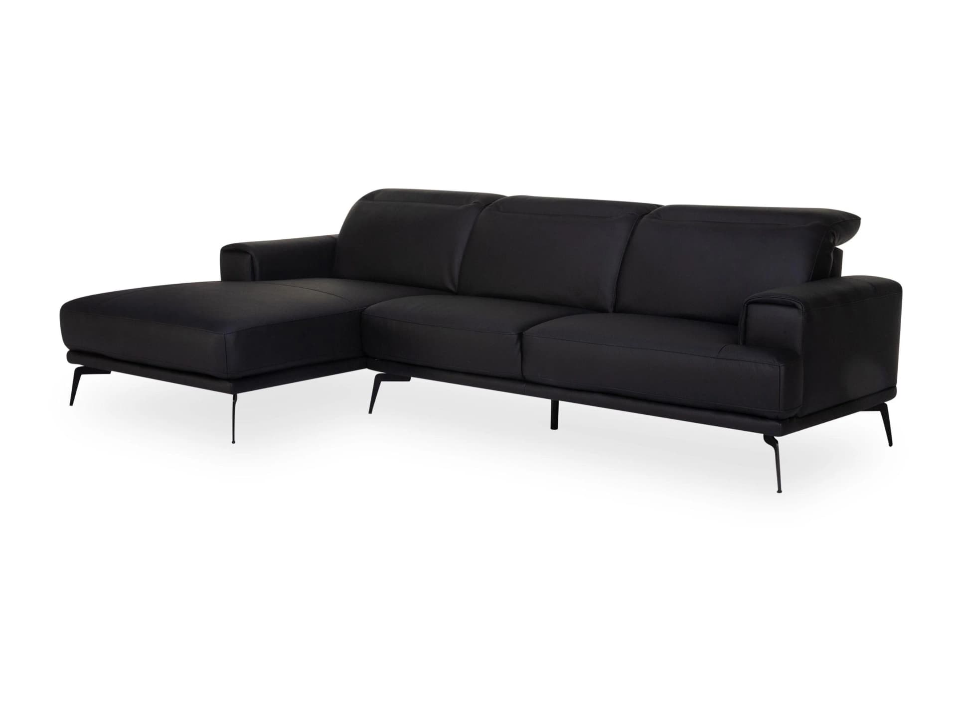 Polsterecke HARPER HUMERA Leder Schwarz mit Chaiselongue