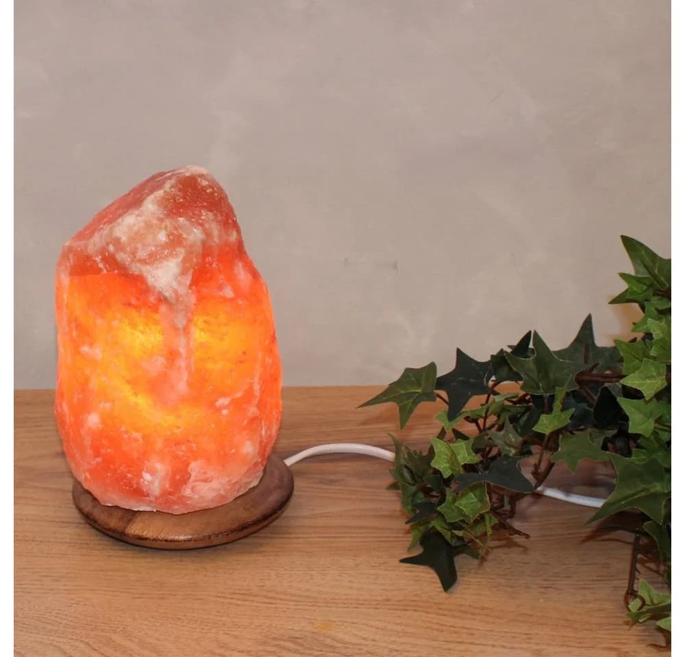 WAGNER LIFE DESIGN Salzkristall-Tischlampe "USB-Rock" Orange