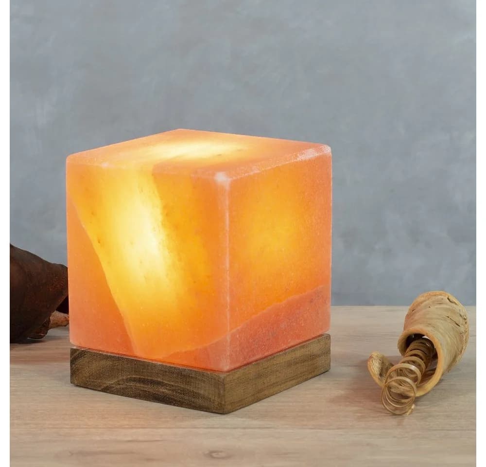 Himalaya Salt Dreams Salzkristall-Tischlampe Kubus Orange