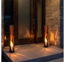Harms Import LED Solarleuchte Stahl Schwarz Gold Feuer-Effekt Gelb IP44 Bild 4
