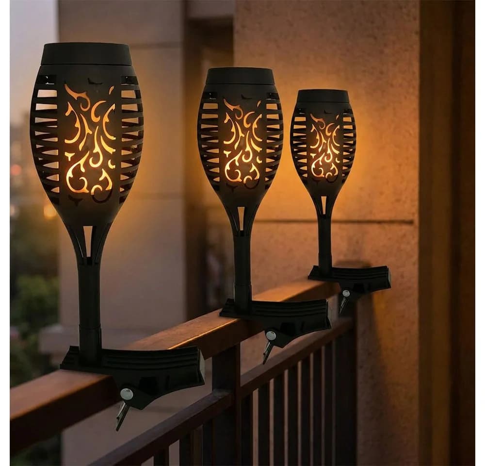 Harms Import LED Solarfackel Schwarz 6er Set mit Klemme - Bild 3