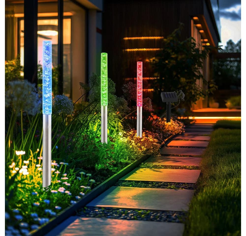 Harms Import LED Solarleuchte 6er Set Edelstahl Farbwechsel IP44 - Bild 3