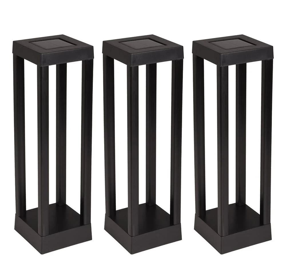 Harms Import LED Solarleuchte Schwarz 3er Set Warmweiß