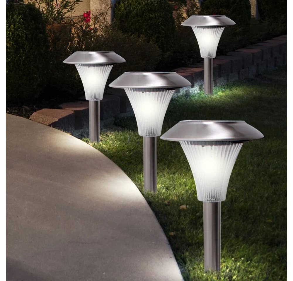 Harms Import LED Solar Gartenleuchte 4er Set Warmweiß Edelstahl - Bild 3