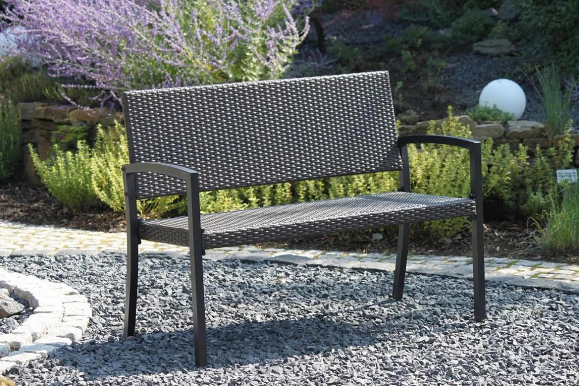Garden Pleasure Gartenbank Sanremo Dunkelbraun Aluminium Rattan - Bild 3