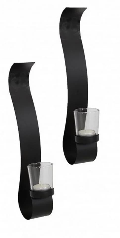 Harms Import Wandkerzenhalter 2er Set Teelicht Deko Grau/Schwarz