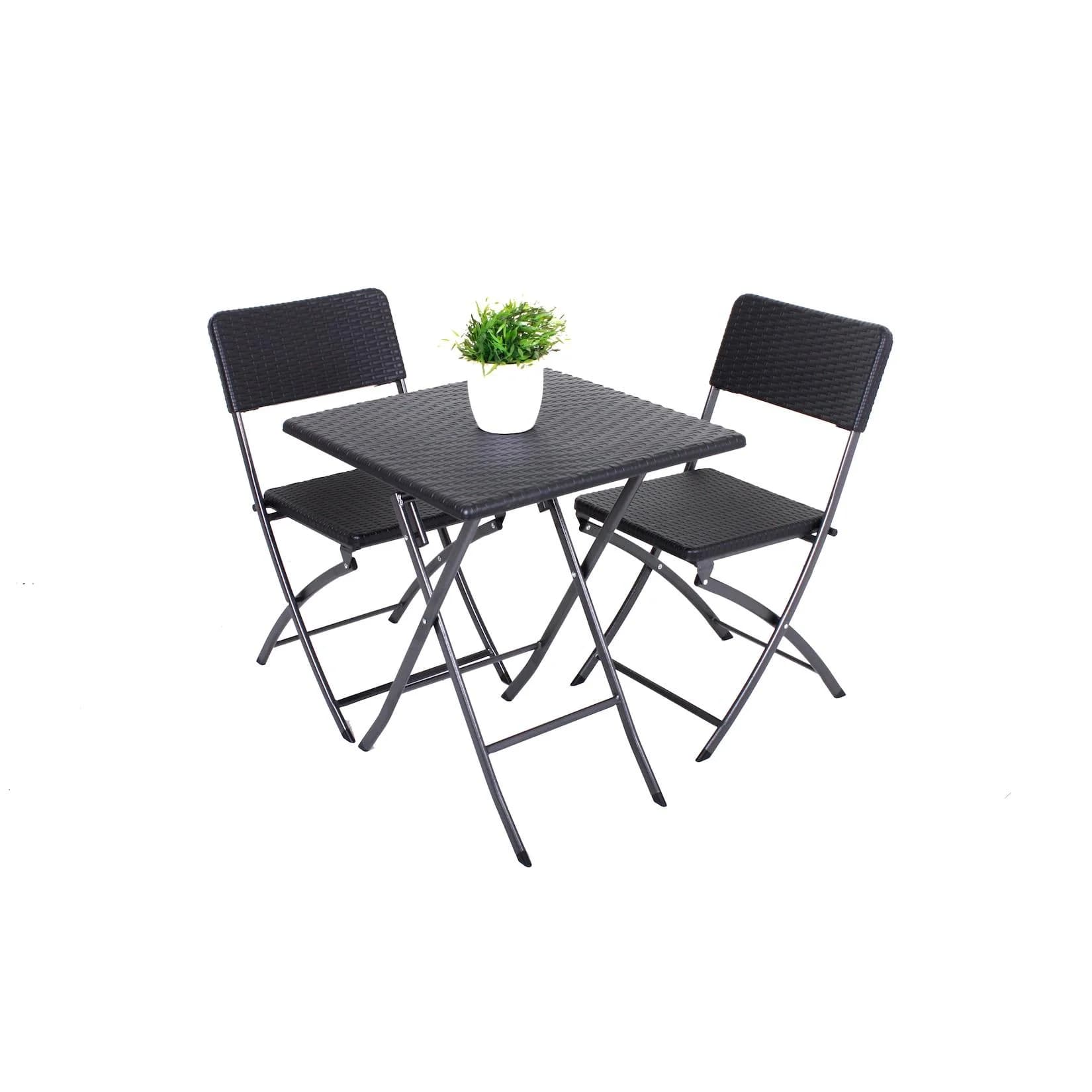 Garden Pleasure Balkonset Ventana Schwarz 2-tlg. mit klappbaren Sesseln
