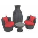 Garden Pleasure Balkonset Schwarz Polyrattan 2-tlg. mit roten Auflagen Bild 1