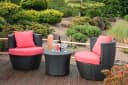 Garden Pleasure Balkonset Schwarz Polyrattan 2-tlg. mit roten Auflagen Bild 2
