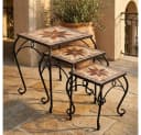 Harms Import Gartentisch Hocker 3er Set Schwarz Mosaikoptik Bild 1