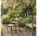 Harms Import Gartentisch Hocker 3er Set Schwarz Mosaikoptik Bild 4