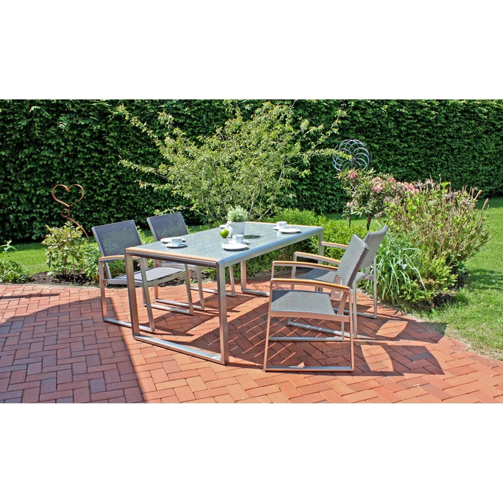 Garden Pleasure Garten-Essgruppe AVA 5-tlg. Aluminium Braun/Silber