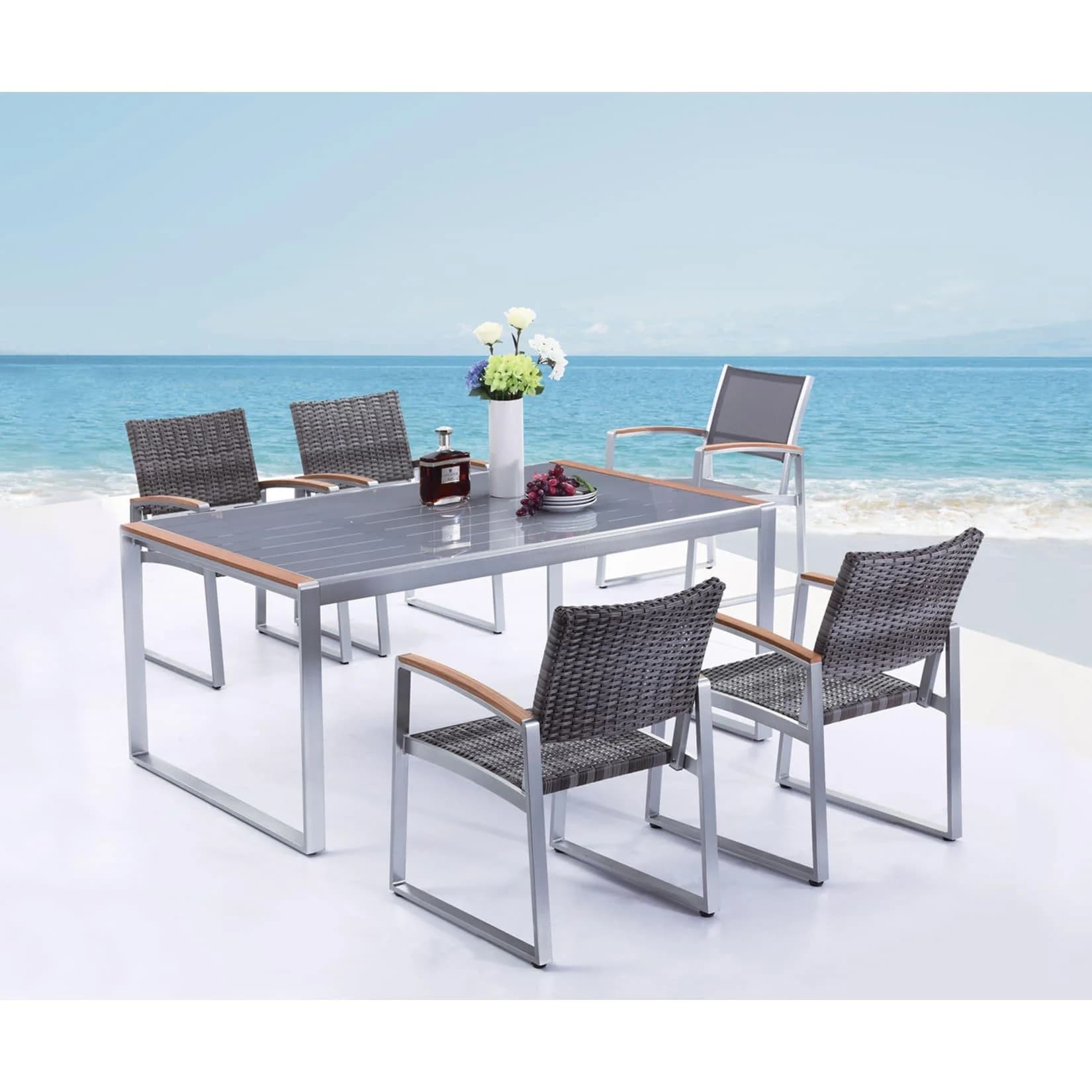 Garden Pleasure Garten-Essgruppe AVA 4-tlg. Braun/Silber Aluminium