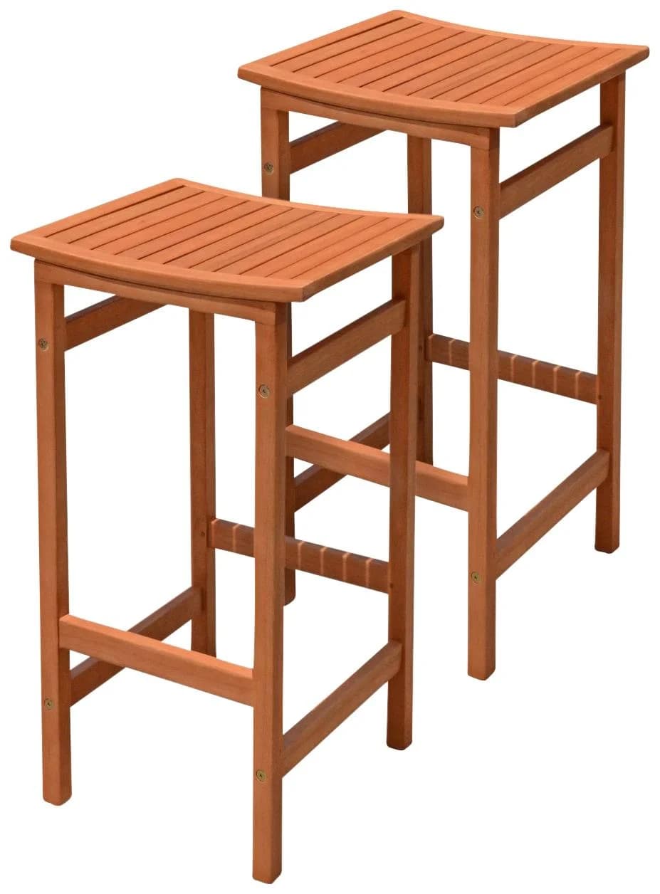 Garden Pleasure Barhocker PALMDALE 2er Set Eukalyptusholz Braun