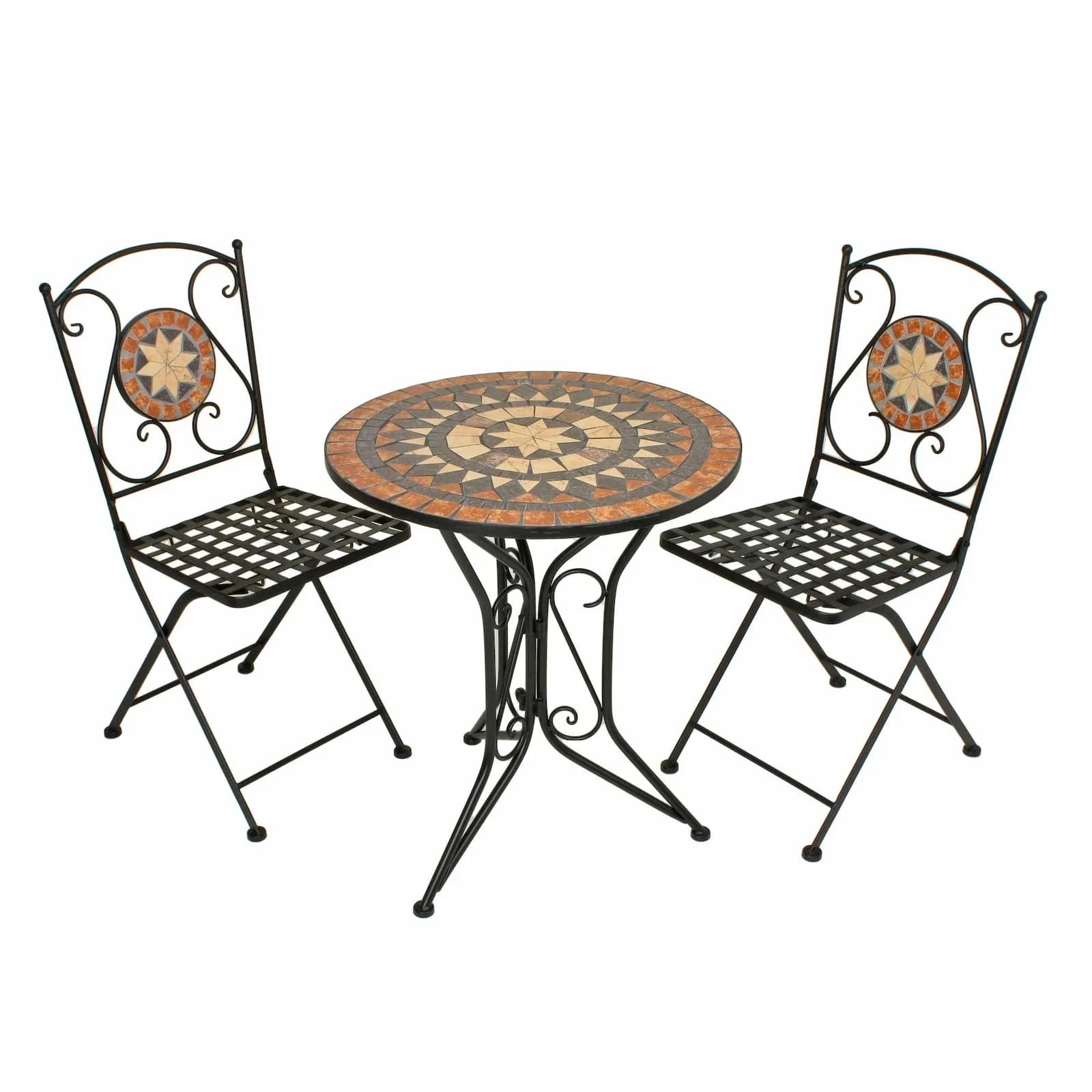 Garden Pleasure Balkonset Pular 3-tlg. Schwarz Metall Mosaik