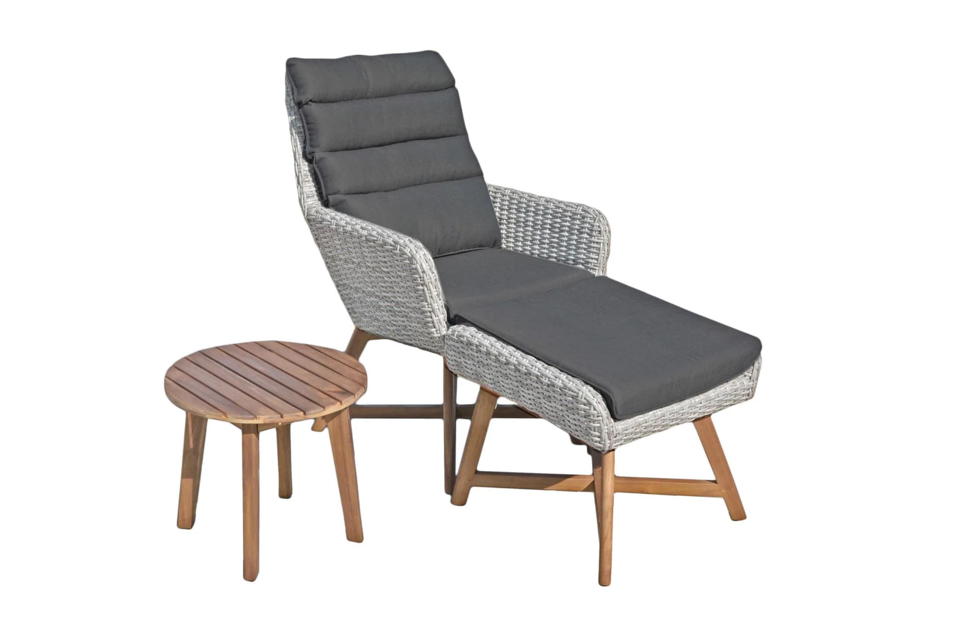 Garten-Essgruppe GARDEN PLEASURE CALVIA Grau Braun Aluminium Massivholz
