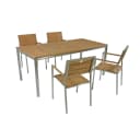 Garden Pleasure Garten-Essgruppe DENVER 5-tlg. Braun/Silber Teak & Edelstahl Bild 1