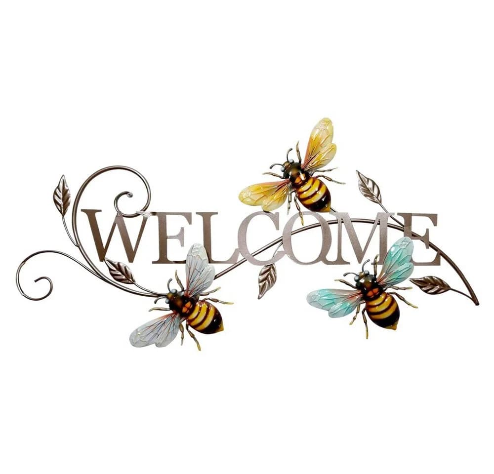 Harms Import Wanddeko Welcome Bienen Metall Bunt - Bild 2