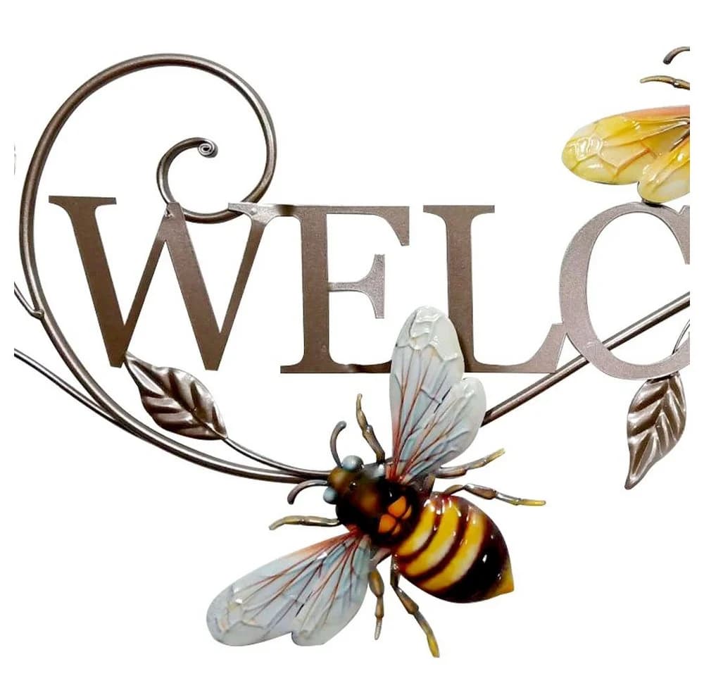 Harms Import Wanddeko Welcome Bienen Metall Bunt - Bild 3
