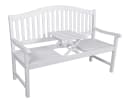 Garden Pleasure Gartenbank Singapur Weiß mit hochklappbarem Tisch Bild 2