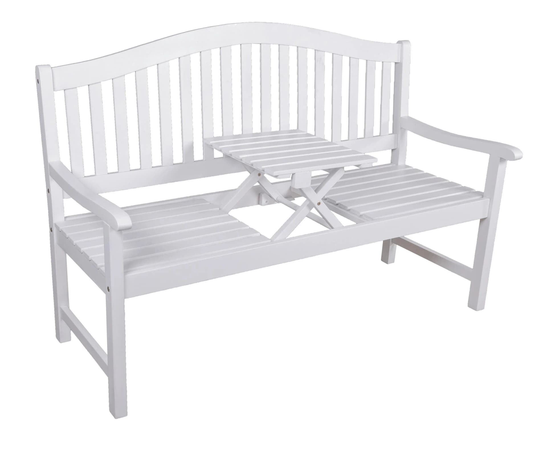 Garden Pleasure Gartenbank Singapur Weiß mit hochklappbarem Tisch - Bild 2
