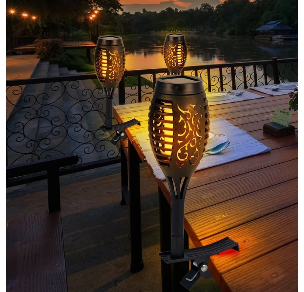 Harms Import LED Solarleuchte Warmweiß Solarflackernde Balkon Gartendeko