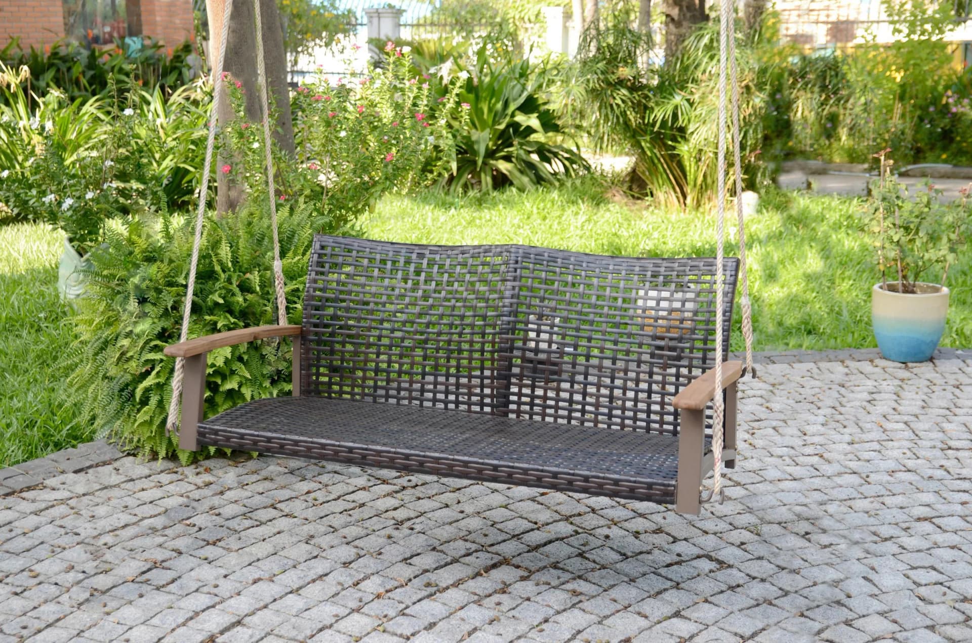 Garden Pleasure Hängebank CUNEO Braun Stahl Kunststoff Akazie