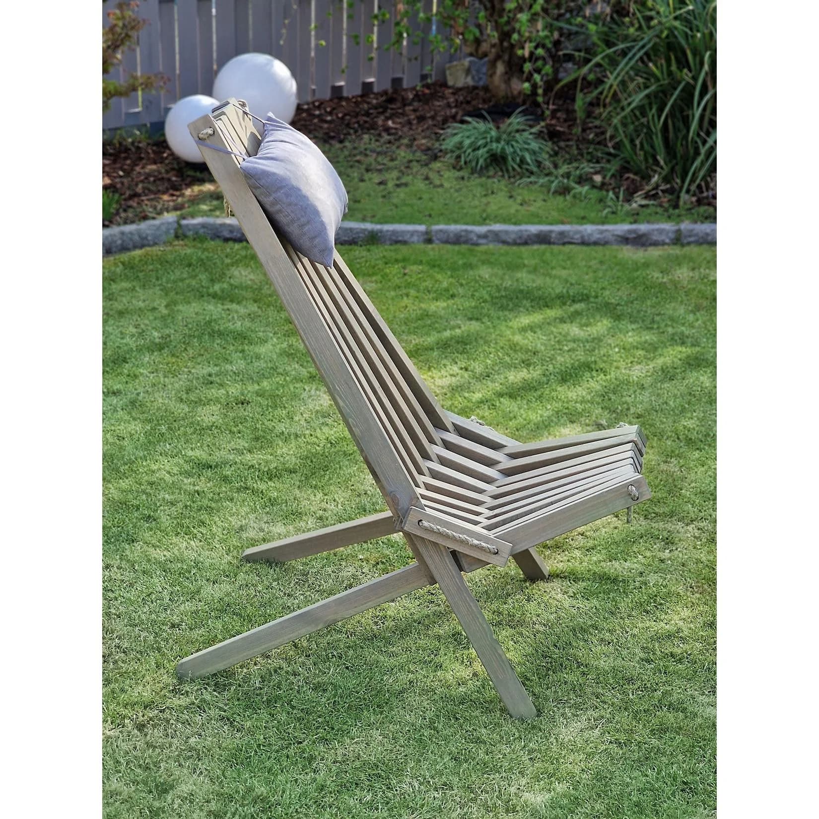 Garden Pleasure Relaxsessel FALUN Grau Kiefernholz Klappbar