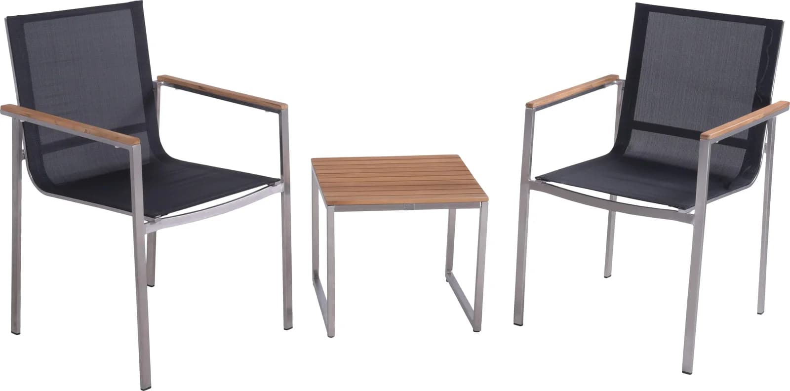 Garden Pleasure Balkonset DENVER Set 02 Grau Teak Edelstahl