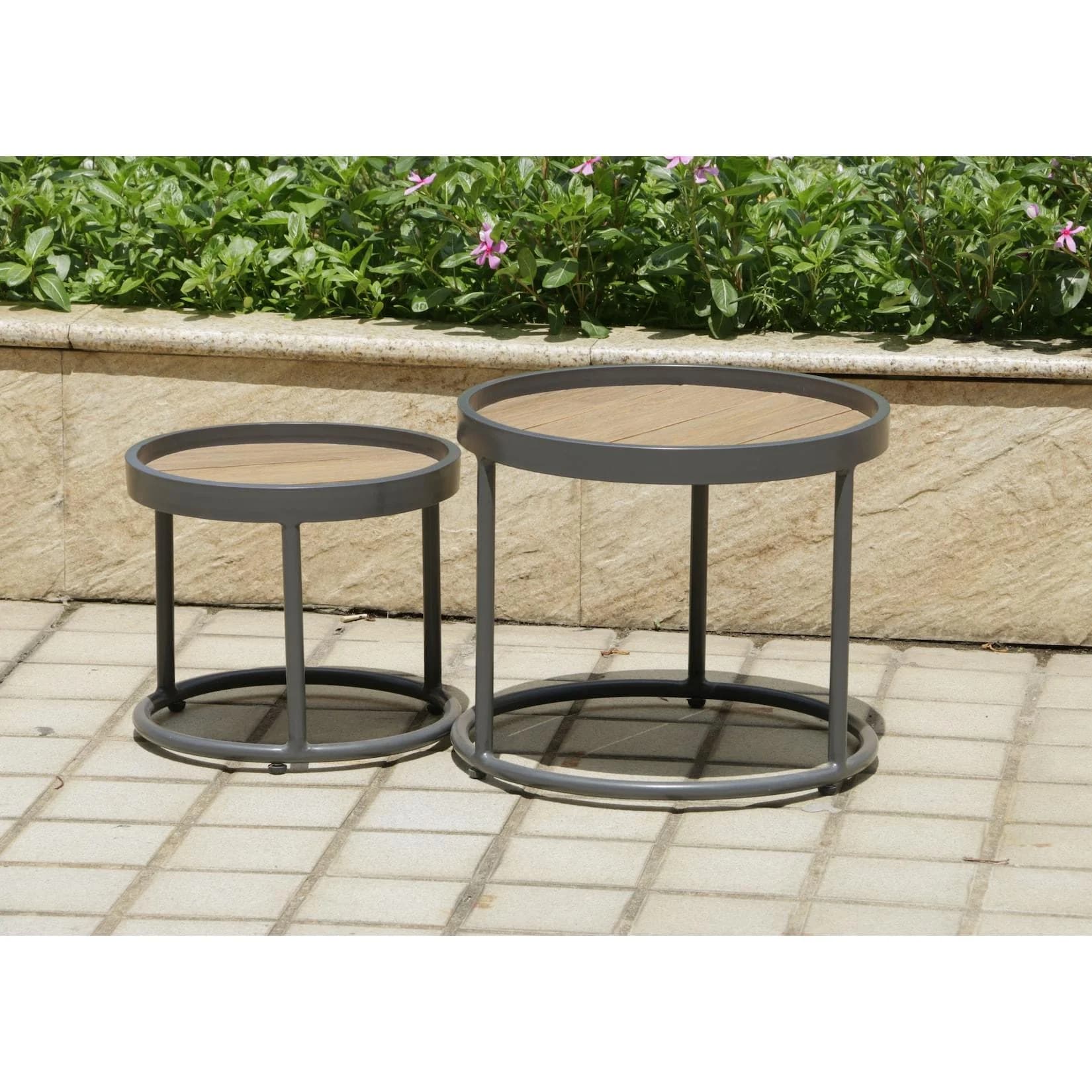 Garden Pleasure Beistelltisch SILEA 2er-Set Anthrazit Aluminium