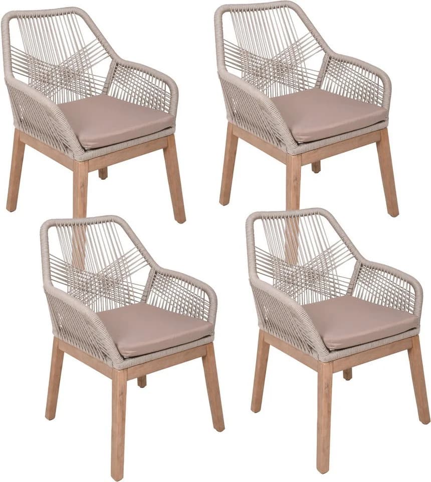 Garden Pleasure Armlehnstuhl POMONA 4er Set Akazie Braun Beige - Bild 2