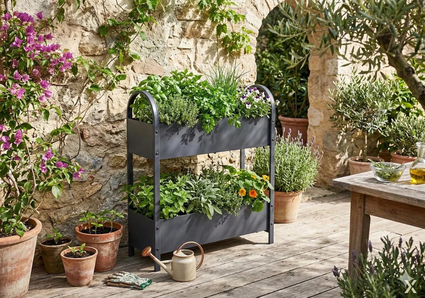Garden Pleasure Kräuterbeet Etagen Hochbeet TULIPIA Metall Anthrazit