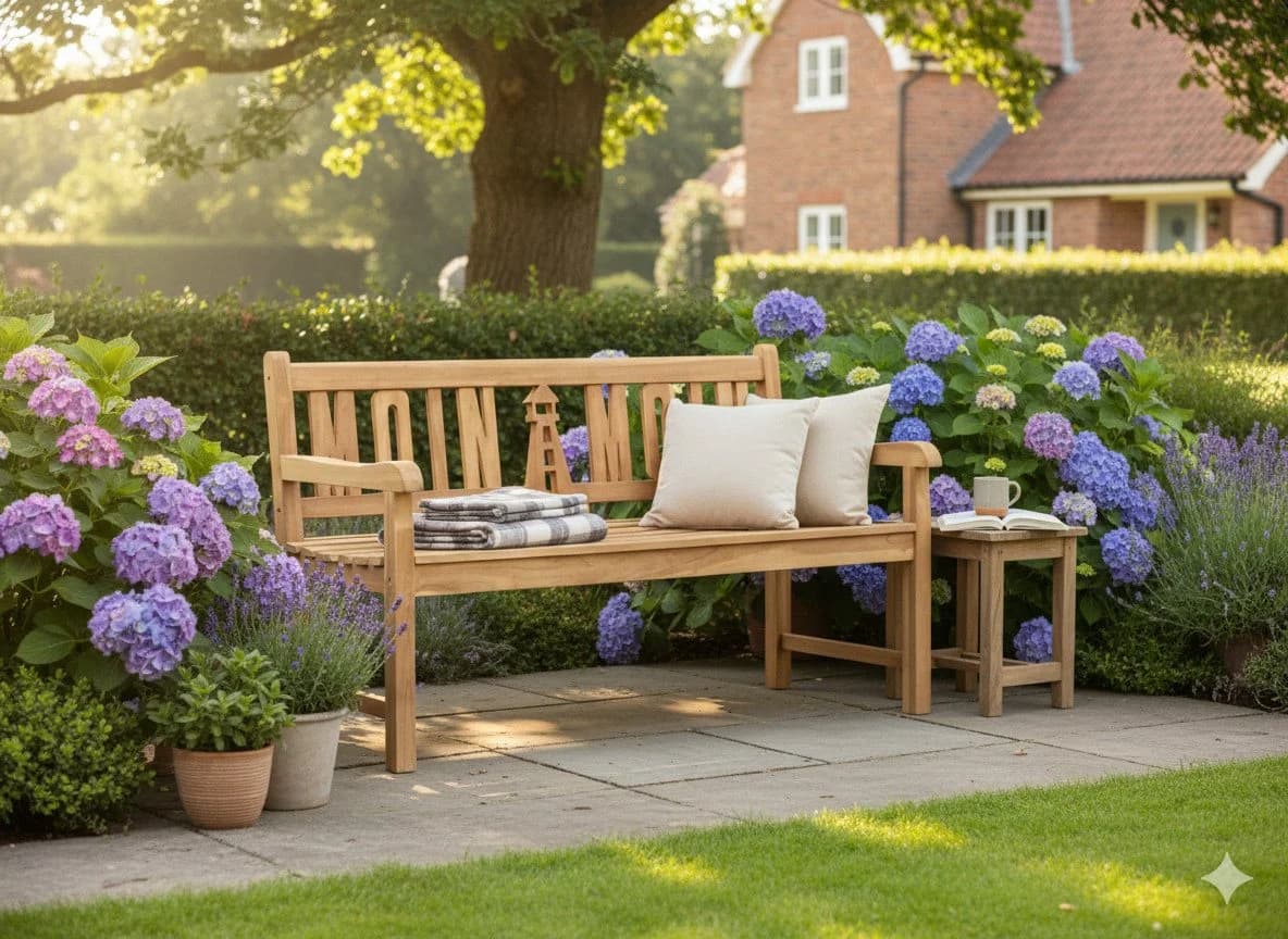 Garden Pleasure Gartenbank Teak 3-Sitzer MOIN MOIN mit Leuchtturm