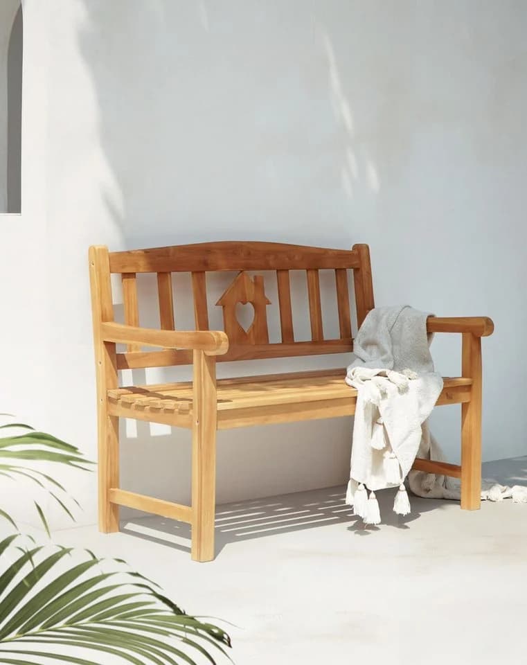 Garden Pleasure Gartenbank HOME Teak 2-Sitzer mit Herz-Motiv - Bild 4