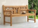 Garden Pleasure Gartenbank Teak 3-Sitzer mit Armlehne Hirsch-Motiv Bild 1