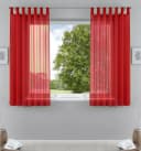 Gardinenbox Voile Gardine 2er Set Rot Transparent mit Schlaufen Bild 2