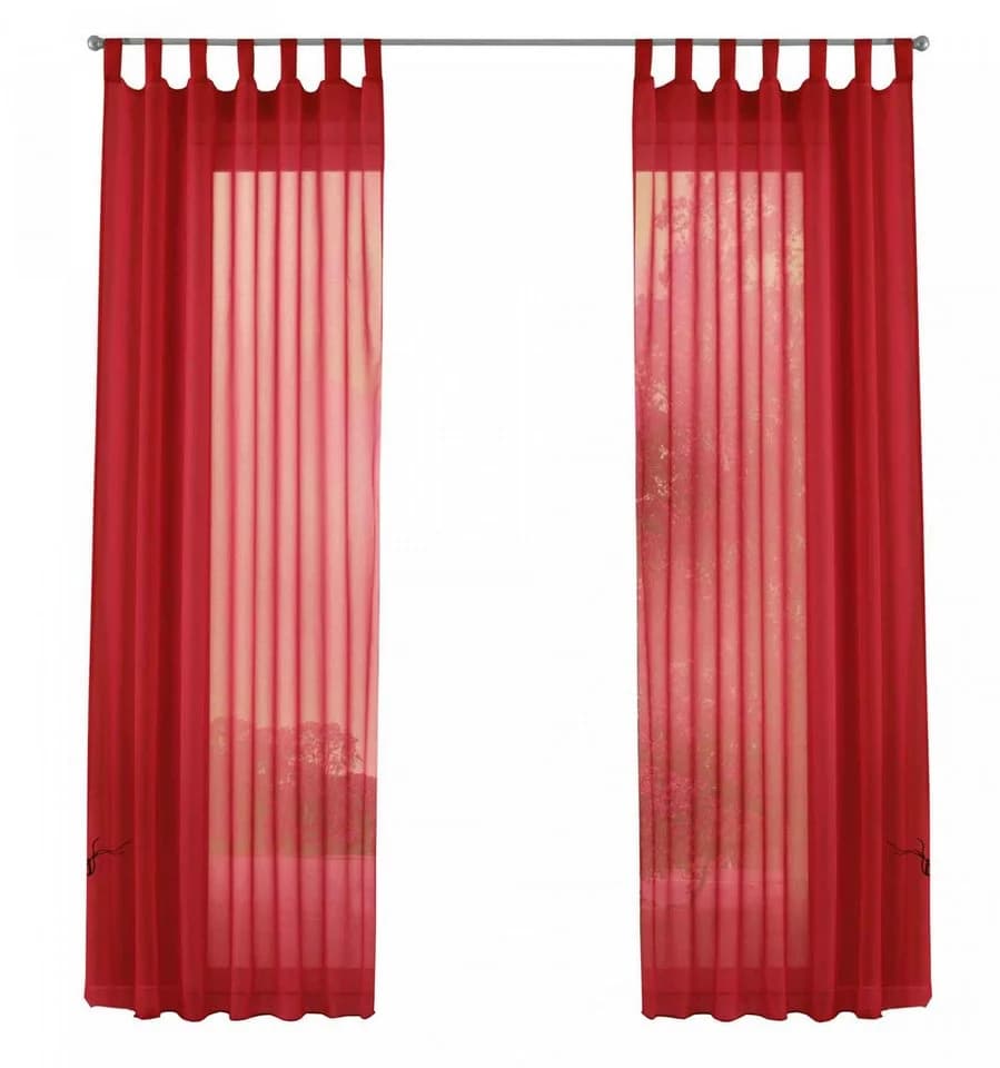 Gardinenbox Voile Gardine 2er Set Rot Transparent mit Schlaufen - Bild 3