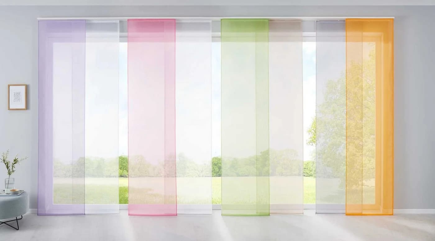 Gardinenbox Schiebegardine 2er Set Braun Transparent Voile mit Paneelwagen