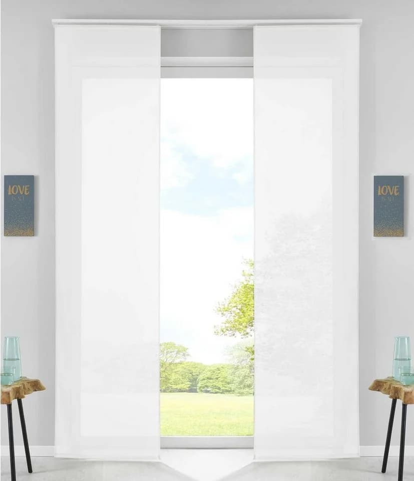 Gardinenbox Schiebegardine 2er Set Weiß Transparent Voile - Bild 2