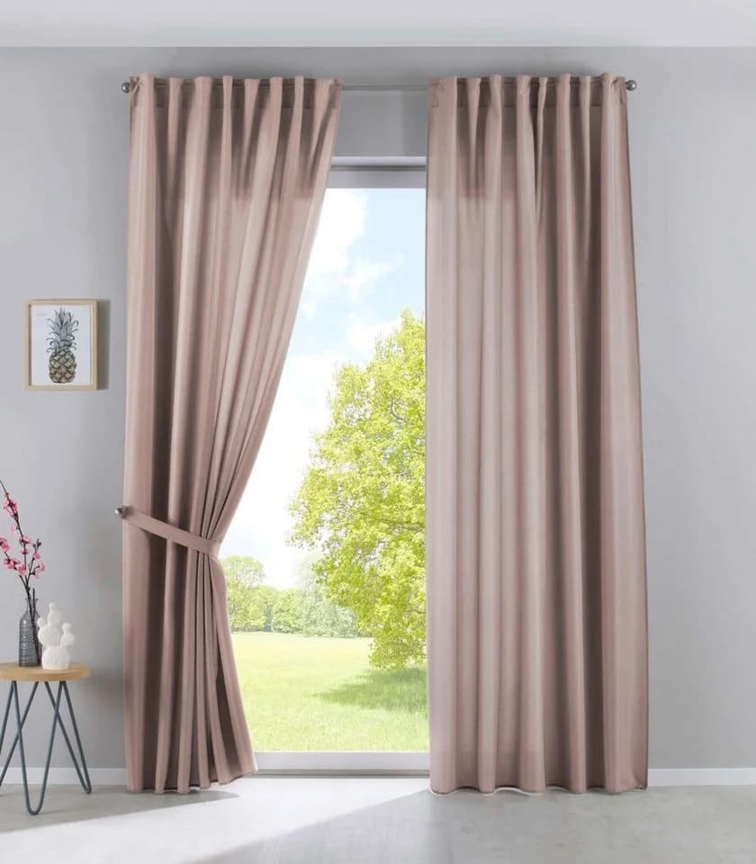 Gardinenbox Vorhang Taupe Leinen-Optik 2 St. Verdeckte Schlaufen - Bild 2