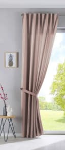Gardinenbox Vorhang Taupe Leinen-Optik 2 St. Verdeckte Schlaufen Bild 3