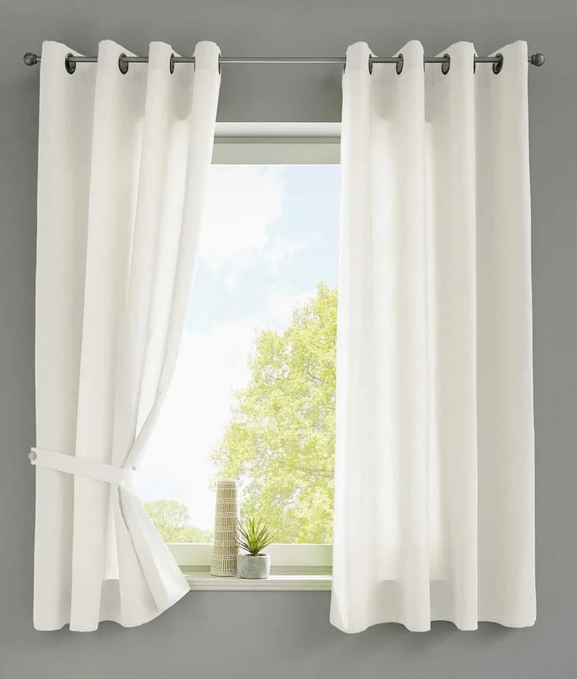 Gardinenbox Vorhang 2er Set Blickdicht Microsatin Creme - Bild 2