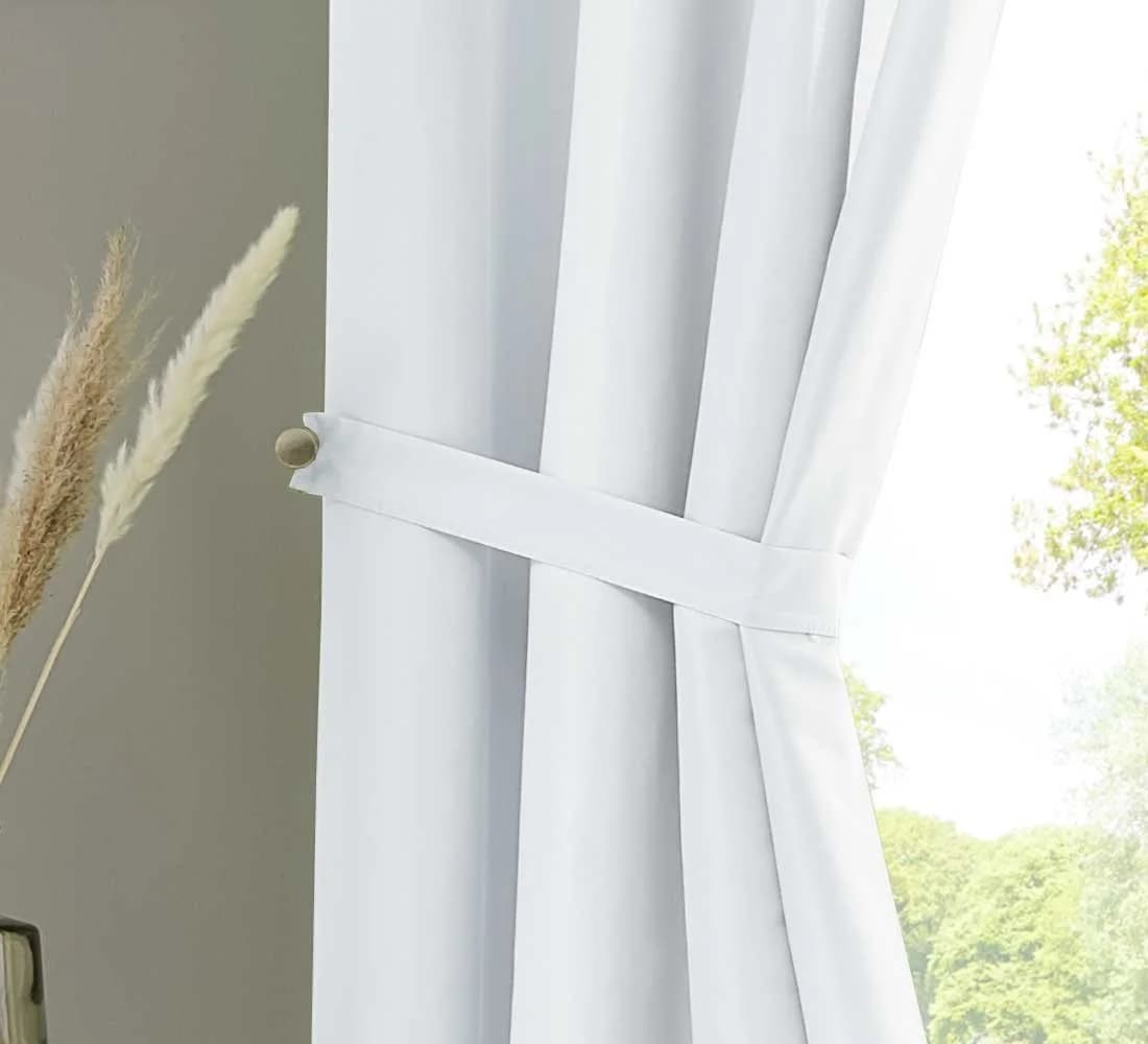 Gardinenbox Vorhang 2er Set Blickdicht Microsatin Weiß