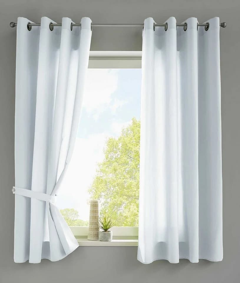 Gardinenbox Vorhang 2er Set Blickdicht Microsatin Weiß - Bild 2