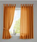 Gardinenbox Vorhang 2er Set Orange Microsatin blickdicht mit Schlaufen Bild 2