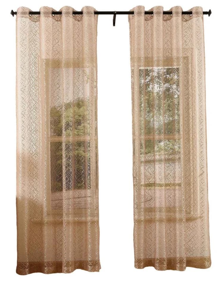 Gardinenbox Netzvorhang Taupe 2 St. Polyester Ösen