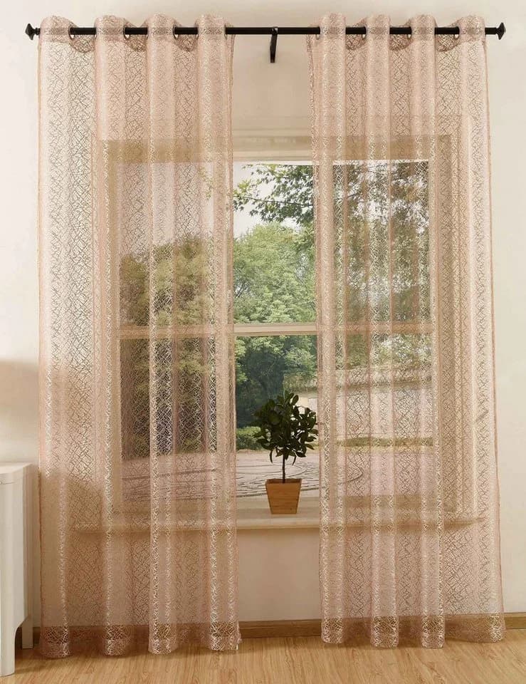 Gardinenbox Netzvorhang Taupe 2 St. Polyester Ösen - Bild 2