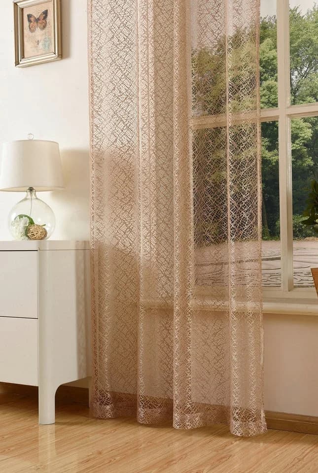 Gardinenbox Netzvorhang Taupe 2 St. Polyester Ösen - Bild 5