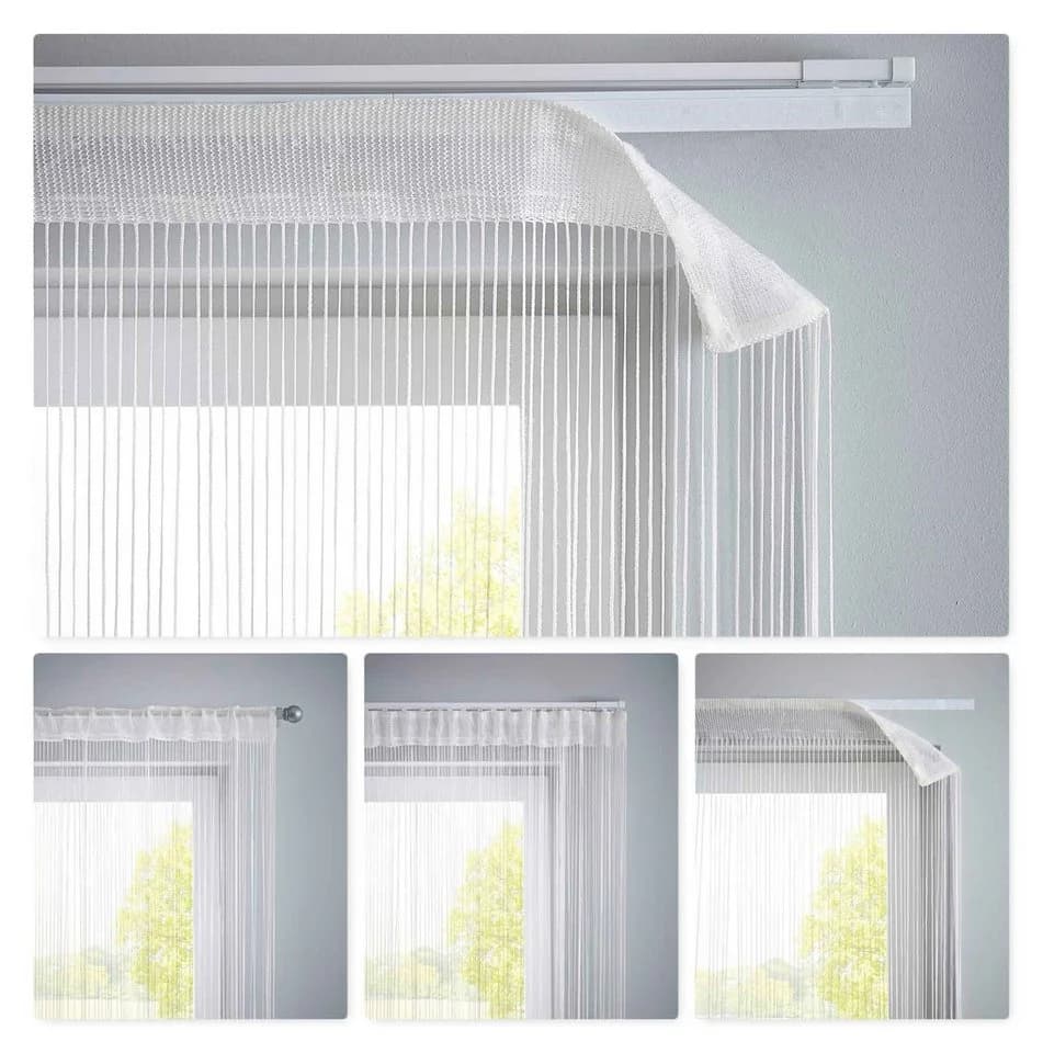 Gardinenbox Fadenvorhang 2 Stk Weiß Transparent Polyester - Bild 3